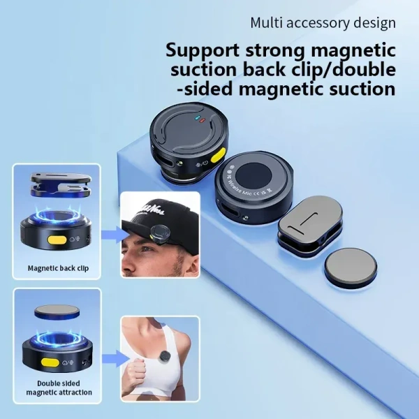 Q81 Portable Wireless Button Microphone – 2.4 GHz, Noise Reduction & Charging Case