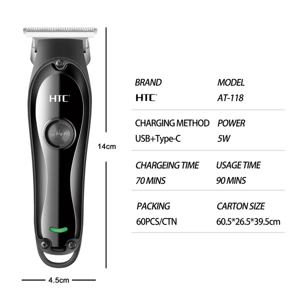AT-118 Home Use Hair Trimmer for men - Professional Precision, Cordless, Rechargeable, for Men & Women