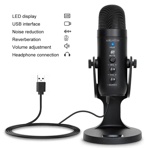 Professional Studio USB Condenser Microphone – Plug & Play for Gaming, Streaming, Podcasting & Music Recording