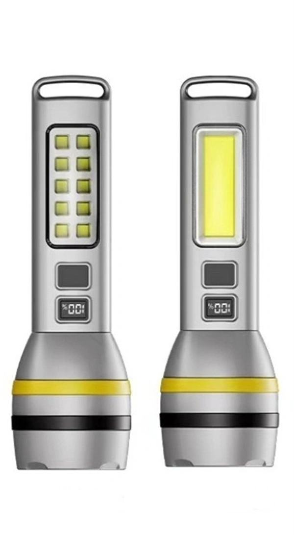CH-24083 Dual Light Source Flashlight with USB & Solar Charging, High Power Wick, and Waterproof Design