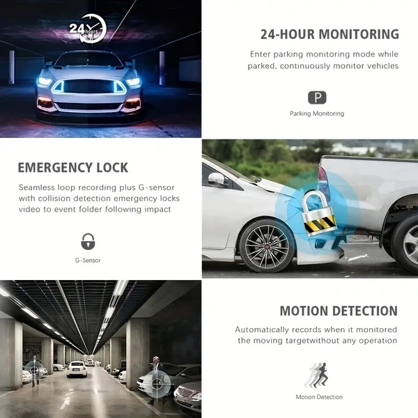 D30 Max 3-Camera Car Dash Cam with mic | Full HD 1080P, Night Vision, Car DVR with Parking Monitor