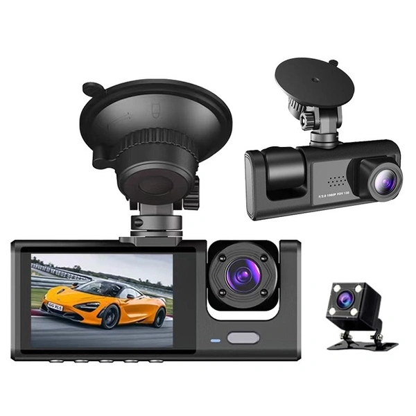 S-1 Plus | 3-Channel 1080P Dash Cam – Front, Inside & Rear | Night Vision, Loop Recording, G-Sensor, Parking Mode | Car DVR Camera with mic