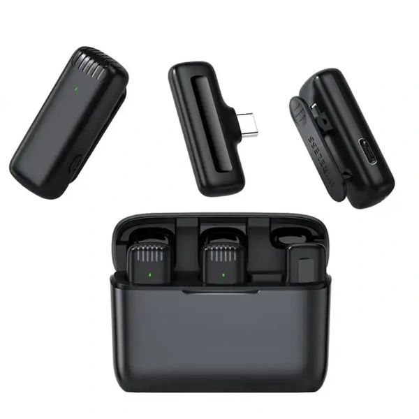 J13 Wireless Lavalier Microphone with Charging Case – Noise Cancelling | Clip-On Mic | Plug & Play | 20m Range | For Mobile & Camera