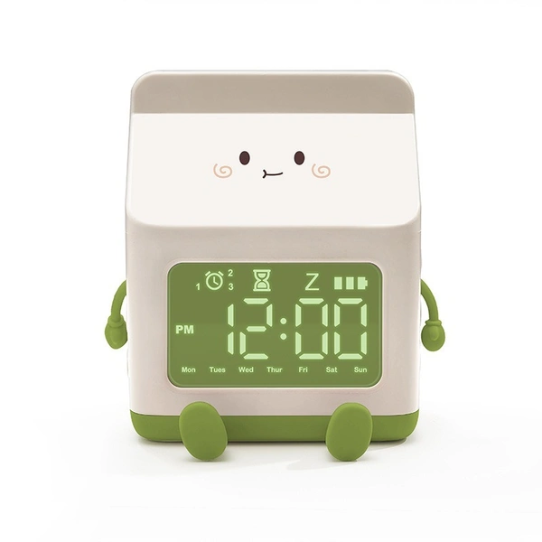 Milk Box Digital Alarm Clock – Large LED Display | Temperature Display | Rechargeable & Stylish