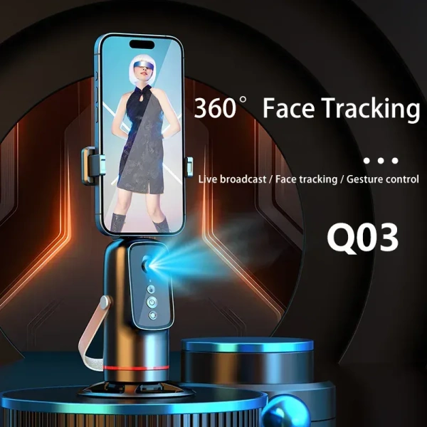 Q03 360° Intelligent Tracking Gimbal for Smartphone – Auto Face/Body Tracking & Stabilization