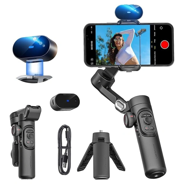 AOCHUAN Gimbal Stabilizer For Smartphone LED Light OLED Screen 3 -Axis Gimbal AI Gesture Control Face Tracking Magnetic Charging AOCHUAN Smart X Pro& 1.7M Complete Camera Tripod