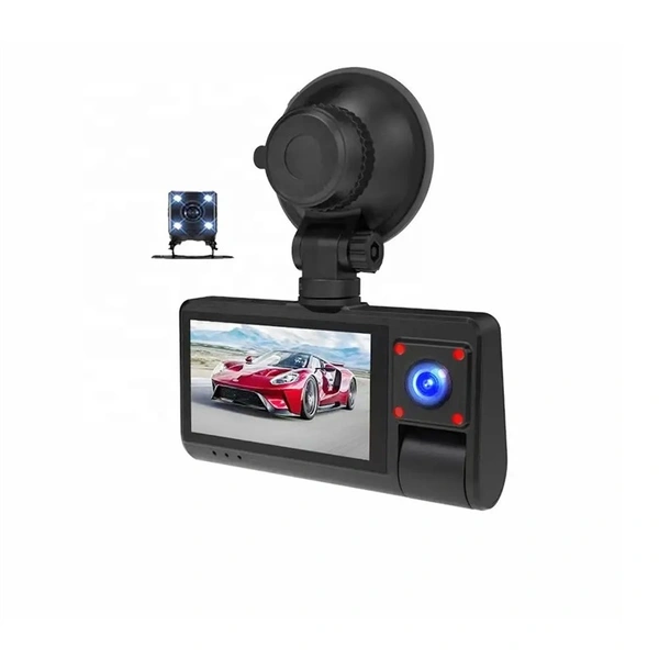 S13 3-Lens Touch-Screen FHD Dash Cam with mic – Front, Interior, Rear + Wi-Fi & Motion Detection