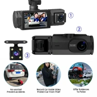 S-2 ULTRA 3-Lens Dash Cam | Full HD | Front, Rear & Cabin | Night Vision | Wi-Fi App Control with mic