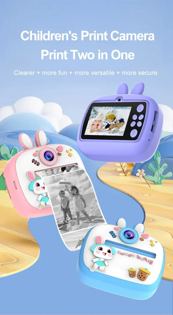 Kids Instant-Print Video Camera with MP3 — 1080p Fun Print Camera for Children