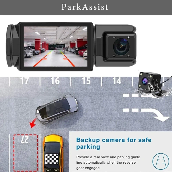 S-2 ULTRA 3-Lens Dash Cam | Full HD | Front, Rear & Cabin | Night Vision | Wi-Fi App Control with mic
