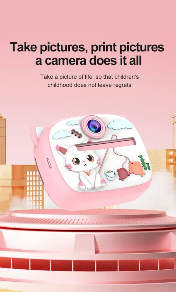 Kids Instant-Print Video Camera with MP3 — 1080p Fun Print Camera for Children
