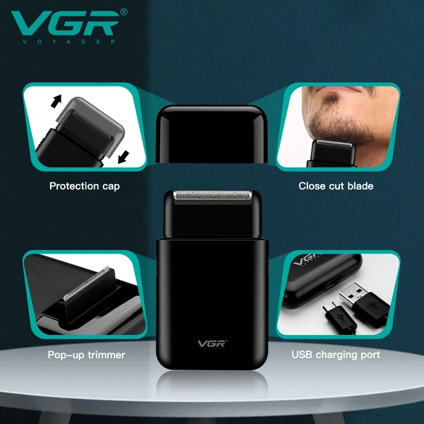 VGR V390 Electric Shaver for Men – Single Foil Shaver with Pop-Up Trimmer & On/Off Switch