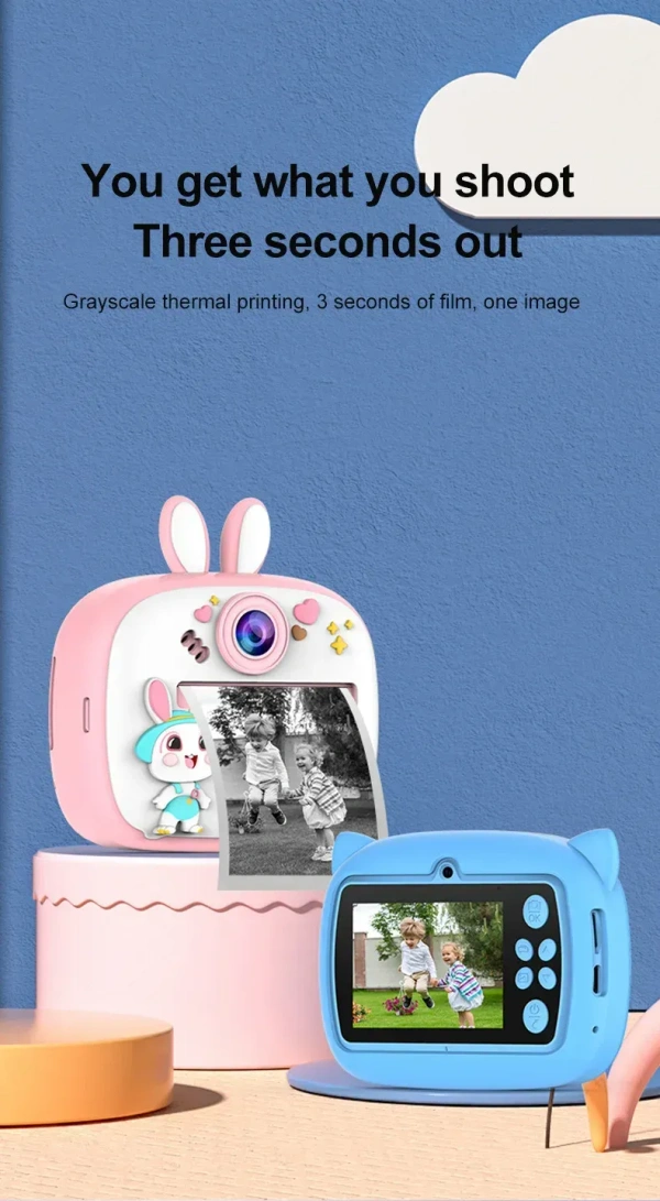 Kids Instant-Print Video Camera with MP3 — 1080p Fun Print Camera for Children