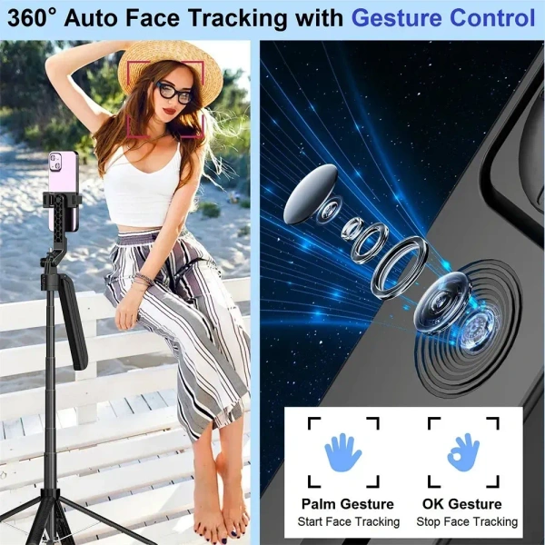 C12 Wireless Bluetooth Selfie Stick Tripod – 1.31 m Extendable, 360° Rotation, Remote & Stability