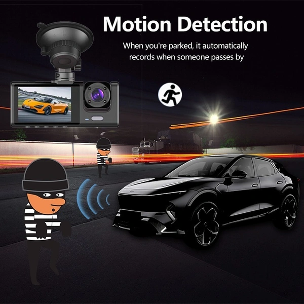 S-1 Plus | 3-Channel 1080P Dash Cam – Front, Inside & Rear | Night Vision, Loop Recording, G-Sensor, Parking Mode | Car DVR Camera with mic