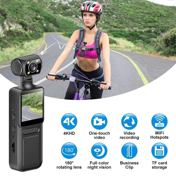 4G Ultra HD 4K Action Camera Infrared Night Vision Motion detection WiFi Mini Camera 180 degree Rotating Handheld Sports Camcorder