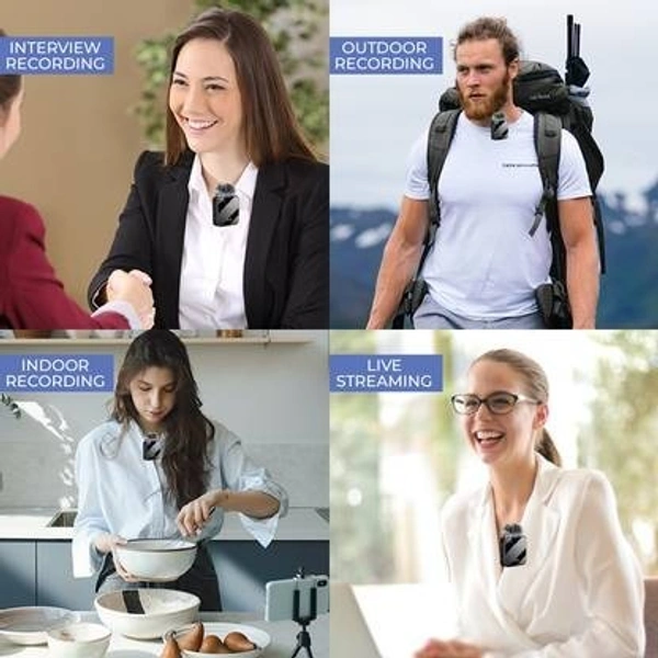 Dual Wireless Microphone K205 | Noise Reduction | 2.4GHz Ultra-Compact Mic for DSLR & Mobile | 20m Range | Plug & Play