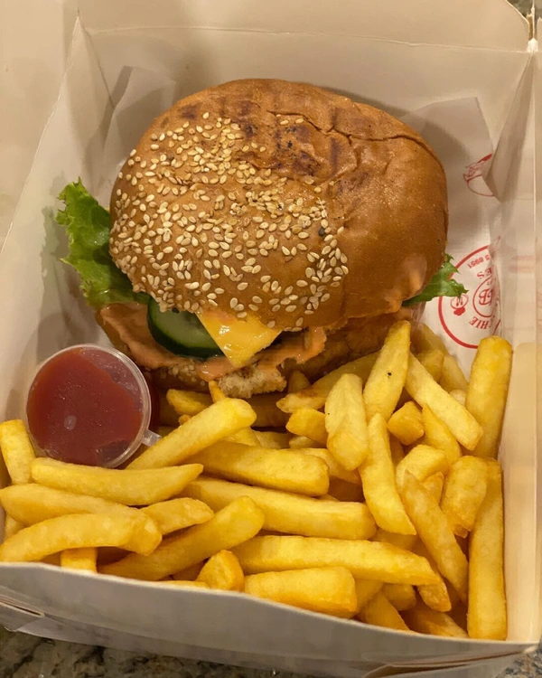 (shiva fast food) Veg Burger With Fries