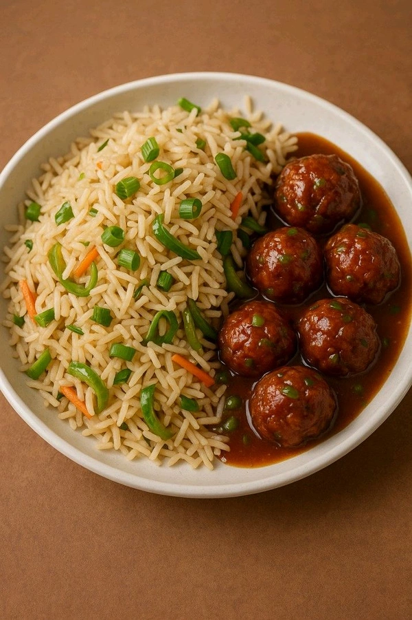 (Fire N Flavour) Veg Fried Rice + Veg Manchurian