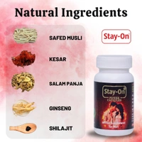 Stay-On Couples Pack – Stamina Capsules & Power Oil for Men (30 Capsules + 1 Bottle Oil) - 1x 30 capsules + 1 Stay on Power Oil Bottle