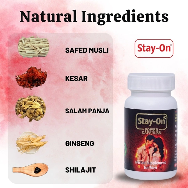 Stay-On Couples Pack – Stamina Capsules & Power Oil for Men (30 Capsules + 1 Bottle Oil) - 1x 30 capsules + 1 Stay on Power Oil Bottle