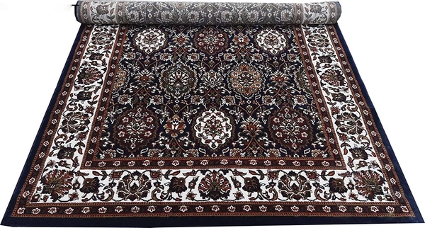 Home Decor Kashmiri Designs Carpets For Living Room - Dark Blue, 5x8