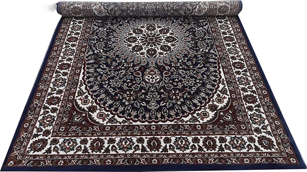 Home Decor Kashmiri Designs Carpets For Living Room - Dark Blue, 5x8