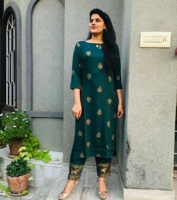 Women Kurta and Pant Set - S, Green