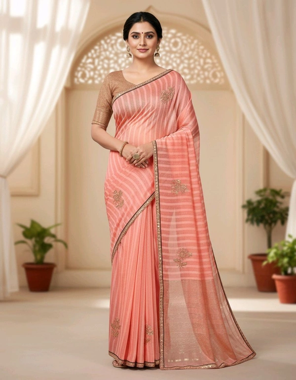 Embroidered Pink Striped Decorative Fabric Throw