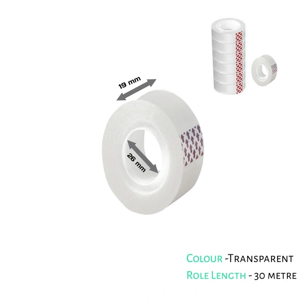 SMPH Soap Star  Stationary Cello Tape Pack Of 6 Piece Size 19 MM X 30 Meter Roll  - 18.5mm X 25m