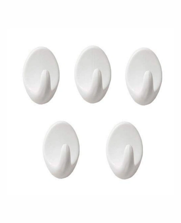 SMPH START  Self Adhesive Wall Hooks (Pack of 5) - White, Medium