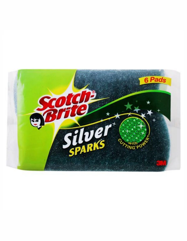 Scotch Brite Scrubber Silver Spark (Pack of 6)  - Sherpa Blue