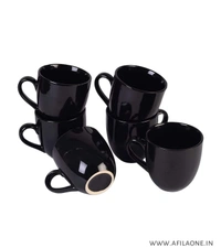 SMPH START  Premium Ceramic Tea/Coffee Cups (100ml, Multicolor ) - Set of 1 - Black, 100 ml