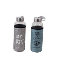 300 Ml Glass Water Bottle With Cover - White