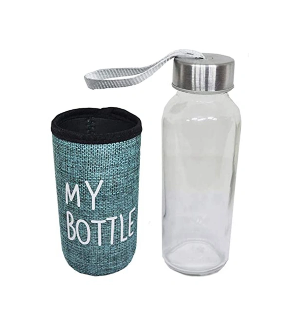 300 Ml Glass Water Bottle With Cover - White