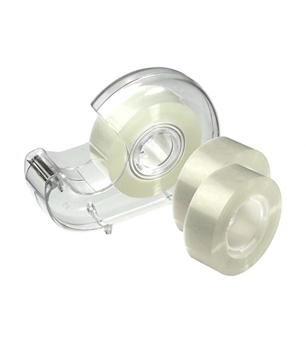 Cello Tape With Dispenser Cutter( Pack Of 1Set) Cello Tape 18 MM X 25 Meter Roll Length  - 19 MM 3/4