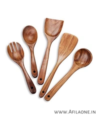 Wooden Cooking Spoons( Set of 5) Non-Stick Serving and Cooking Spoon Kitchen Tools Utensil, - Cinnamon