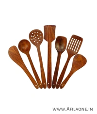 Wooden Cooking Spoons( Set of 5) Non-Stick Serving and Cooking Spoon Kitchen Tools Utensil, - Raw Sienna
