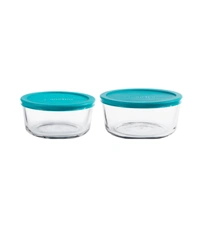 1-Cup Round Food Storage Containers with Red Plastic Lids, Set of 1