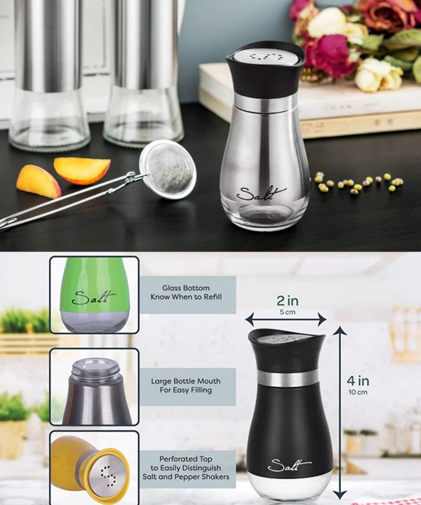 Stainless Steel with Glass Bottom - Salt Shaker (Set of 1)