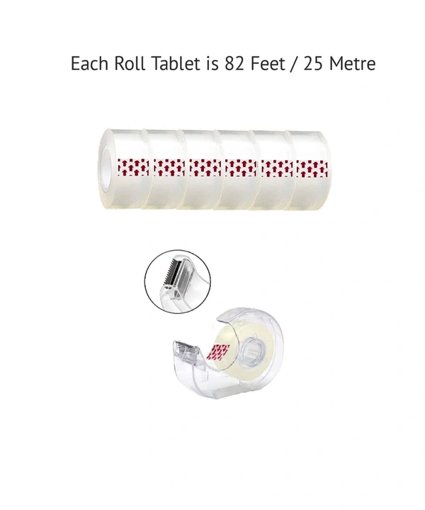SMPH Star SMPH sello Tape with Dispenser 5 Roll Sello tape With 1 Dispenser (Pack of 1 set) - 18 MM X 25 Meter Roll Length, Transparent