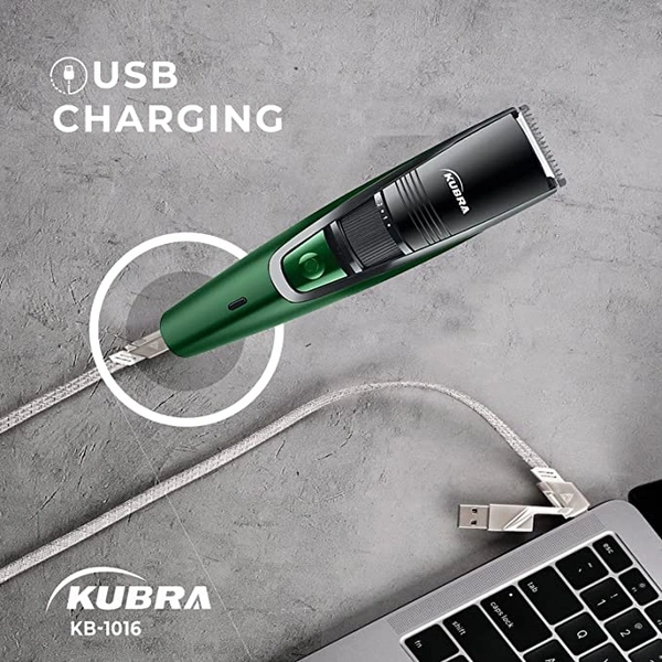 USB Fast charging, 90 min runtime, Adjustable 20 Length Setting, Ultra Sleek Beard Trimmer for Men (Green)