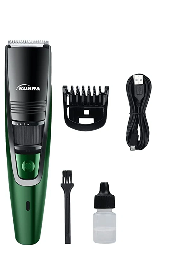 USB Fast charging, 90 min runtime, Adjustable 20 Length Setting, Ultra Sleek Beard Trimmer for Men (Green)