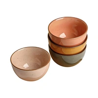 Ceramic Striped Bowls,450ml, Set of 1, Mustard Yellow and Off White