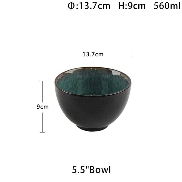 Ceramic Striped Bowls,450ml, Set of 1, Mustard Yellow and Off White