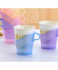AFILAONE Pastel Desktop plastic paper cup holder with handle (REUSABLE & washable)