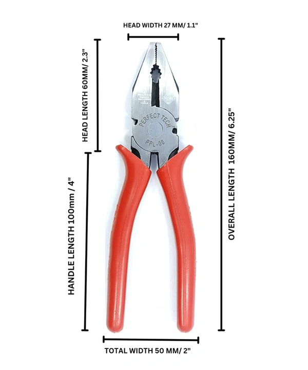 Afilaone COMBO OF 2 pcs 6 INCH COMBINATION PLIER (Black Phosphate finishing with red & blue sleeves)