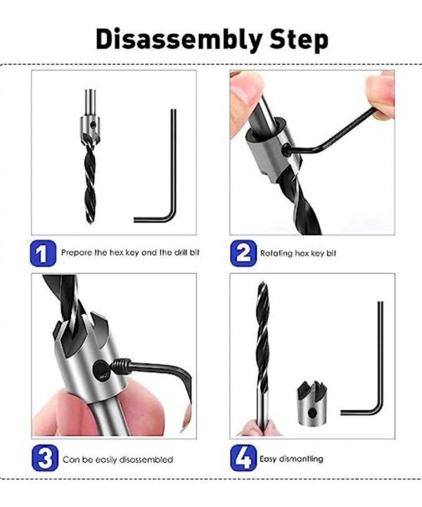 Countersink Drill Bit Set of 7pcs, Brad Point Drill Bits Woodworking