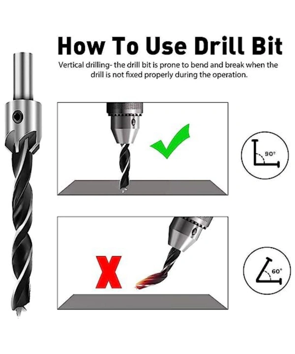 Countersink Drill Bit Set of 7pcs, Brad Point Drill Bits Woodworking