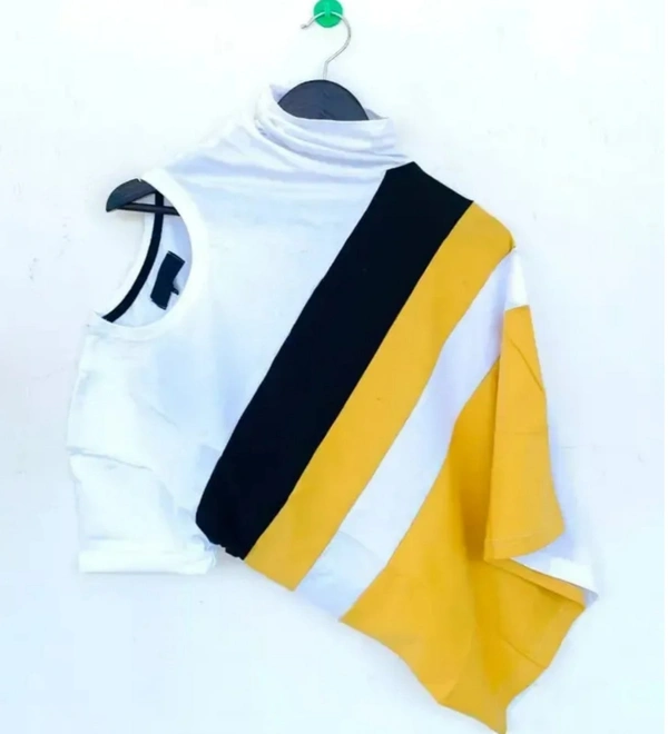 Multi Coloured Block Round Neck Cotton Blend T-Shirt For Men - S